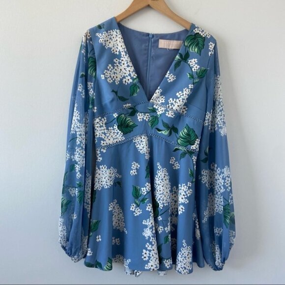 KEEPSAKE the label Wild Thoughts Playsuit In Dusty Blue Floral - Picture 2 of 8